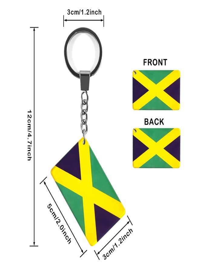QQSD Jamaica Flag Keychain Jamaican Key Ring, 2 Pack - Image 2